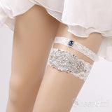 White Wedding Garter Set with Rhinestones ACC1016-SheerGirl