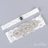 White Wedding Garter Set with Rhinestones ACC1016-SheerGirl