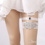 White Wedding Garter Set with Rhinestones ACC1016-SheerGirl