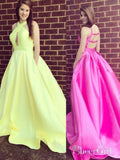 Yellow Simple Prom Dresses with Pocket Open Back Prom Dresses APD3478-SheerGirl